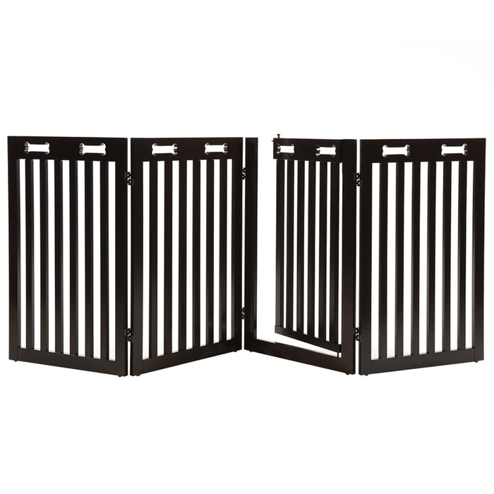 Arf Pets Freestanding Dog Gate, 4-Panel Extension, 360° Foldable Dog Gate 80"W x 31.5"H - Espresso