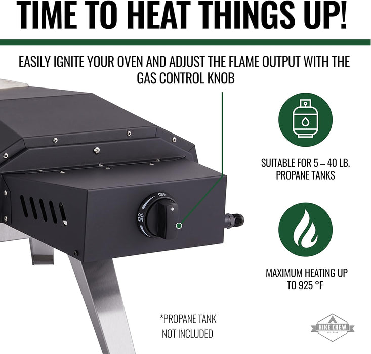 12” Outdoor Propane Pizza Oven, Portable Pizza Maker W/Control Knob, Thermometer & More