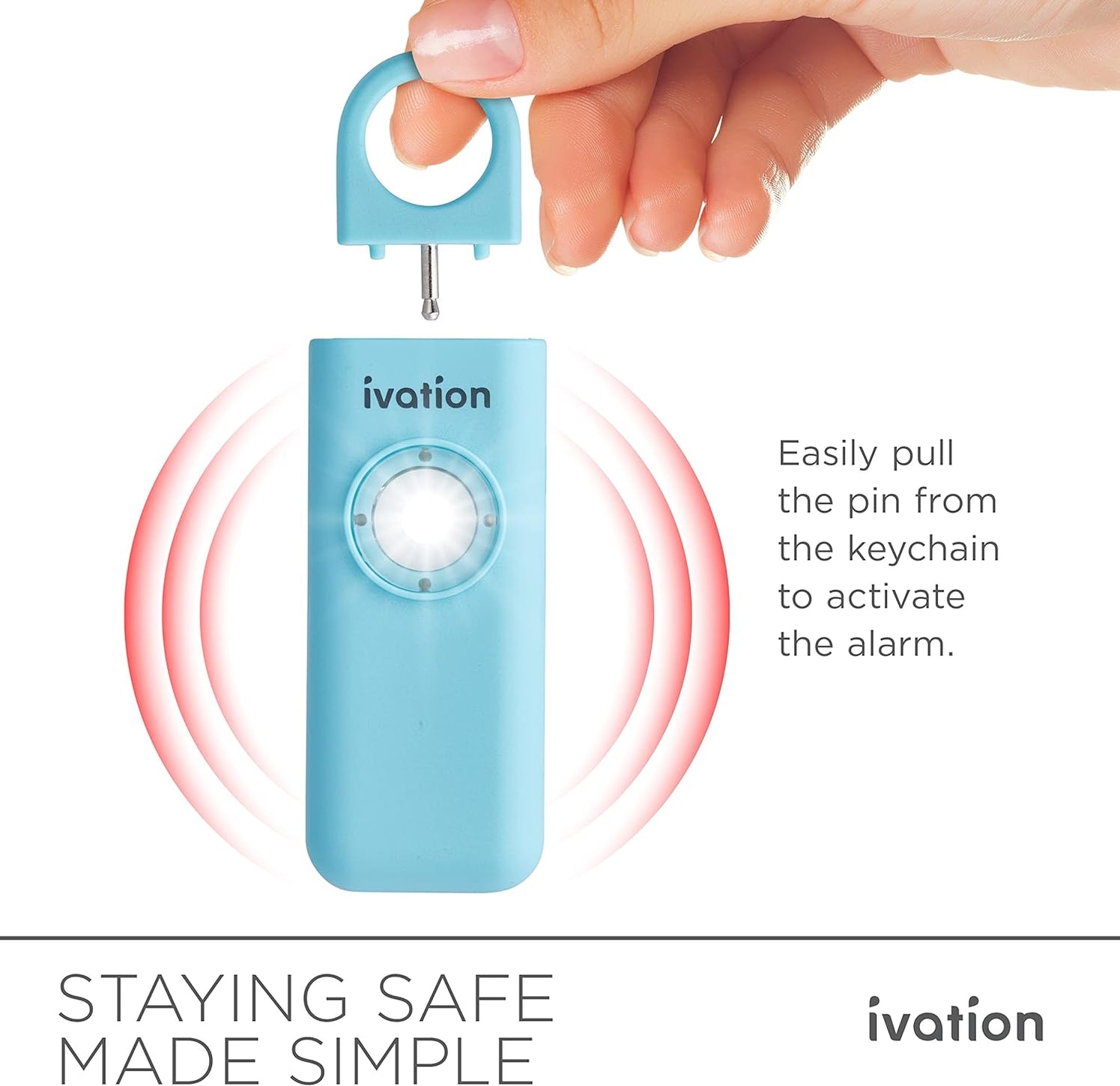 Ivation Personal SOS Keychain Alarm, Rechargeable Personal Alarm with ...