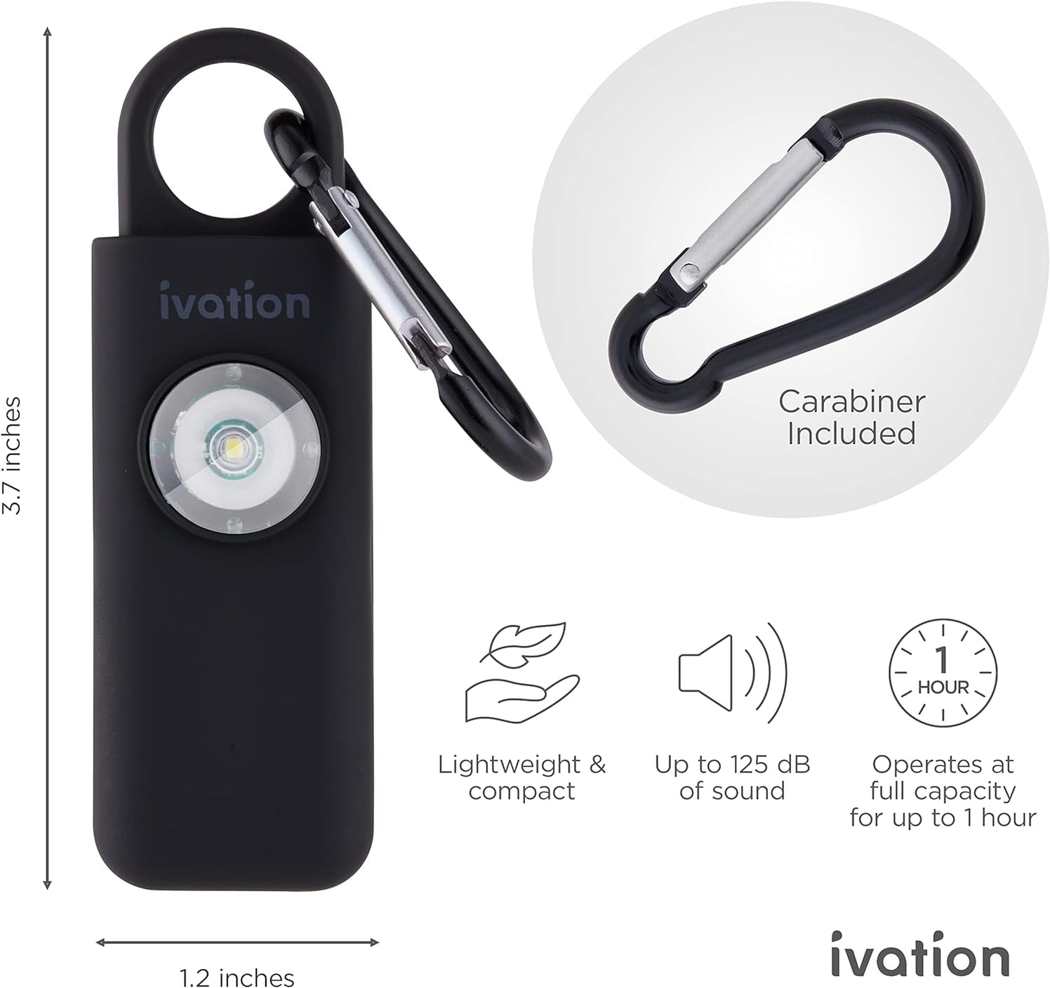 Ivation Personal SOS Keychain Alarm, Rechargeable Personal Alarm with ...