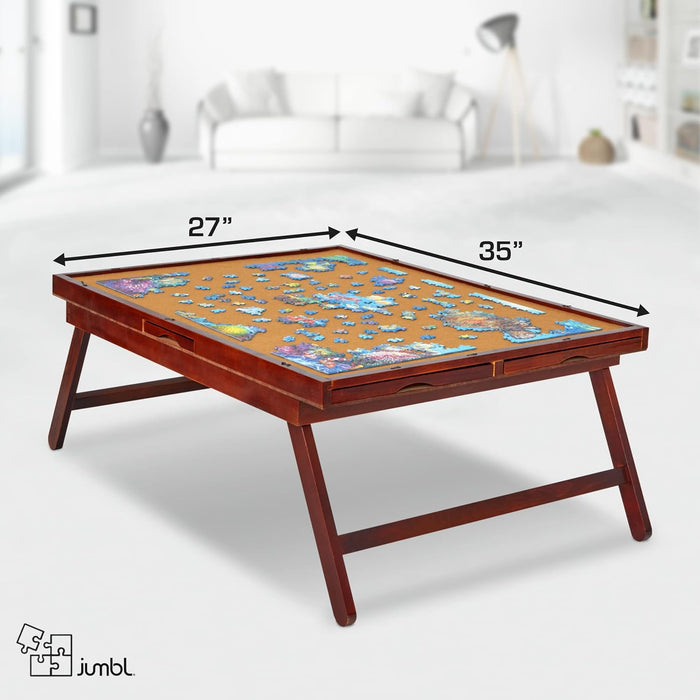 1500-Piece Puzzle Board - 27 x 35" Wooden Puzzle Table with Felt Surface & 6 Drawers