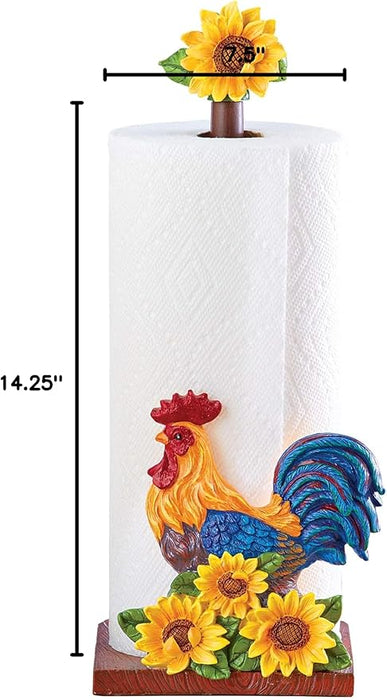 SkyMall Tabletop Roosters & Sunflowers Standard Paper Towel Holder