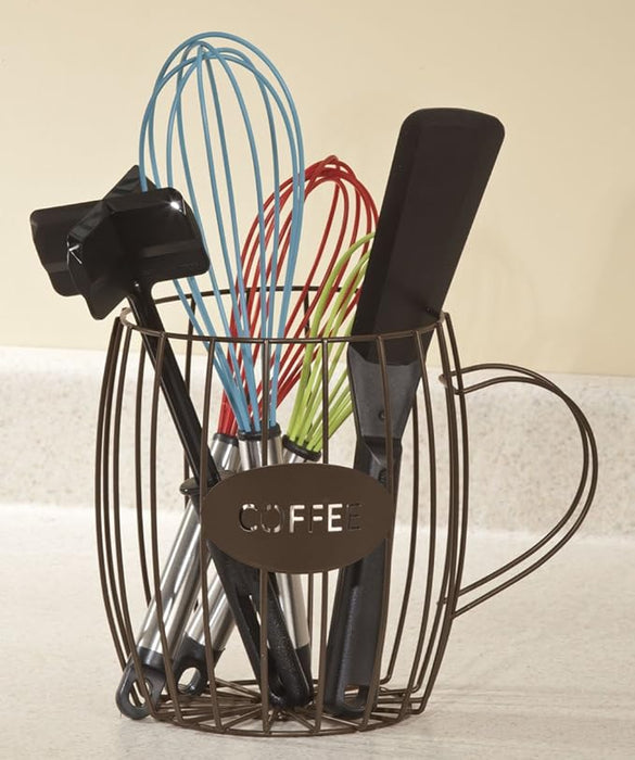 SkyMall Coffee Cup Wire Basket, Brown