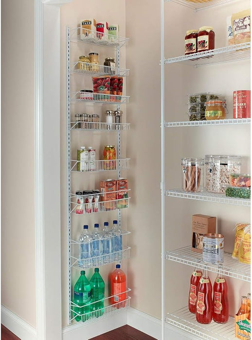 Adjustable Wall Mounted 24 Inch Wide Hanging Spice Storage Rack, White