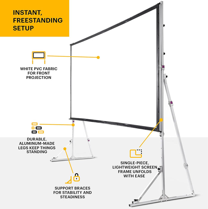 Kodak 150” Projector Screen with Stand - Fast Fold Front Projection Screen with Tripod & Case