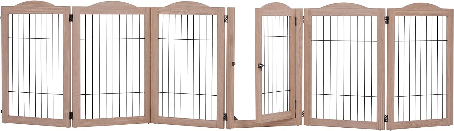 Freestanding Dog Gate, Panels Extension, 360° Foldable Dog Gate