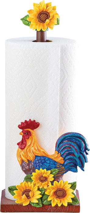 SkyMall Tabletop Roosters & Sunflowers Standard Paper Towel Holder