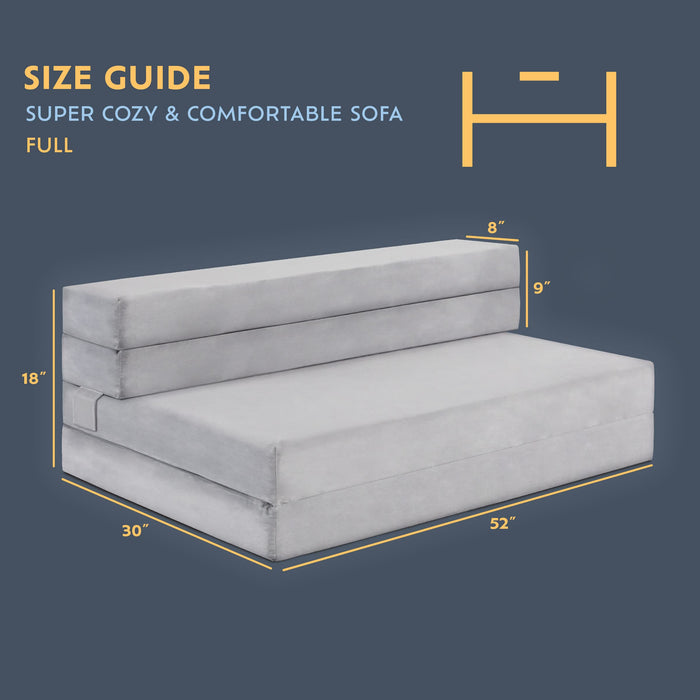 4.5” Trifold Mattress + Sofa, Portable Foldable Mattress Folds Into Couch