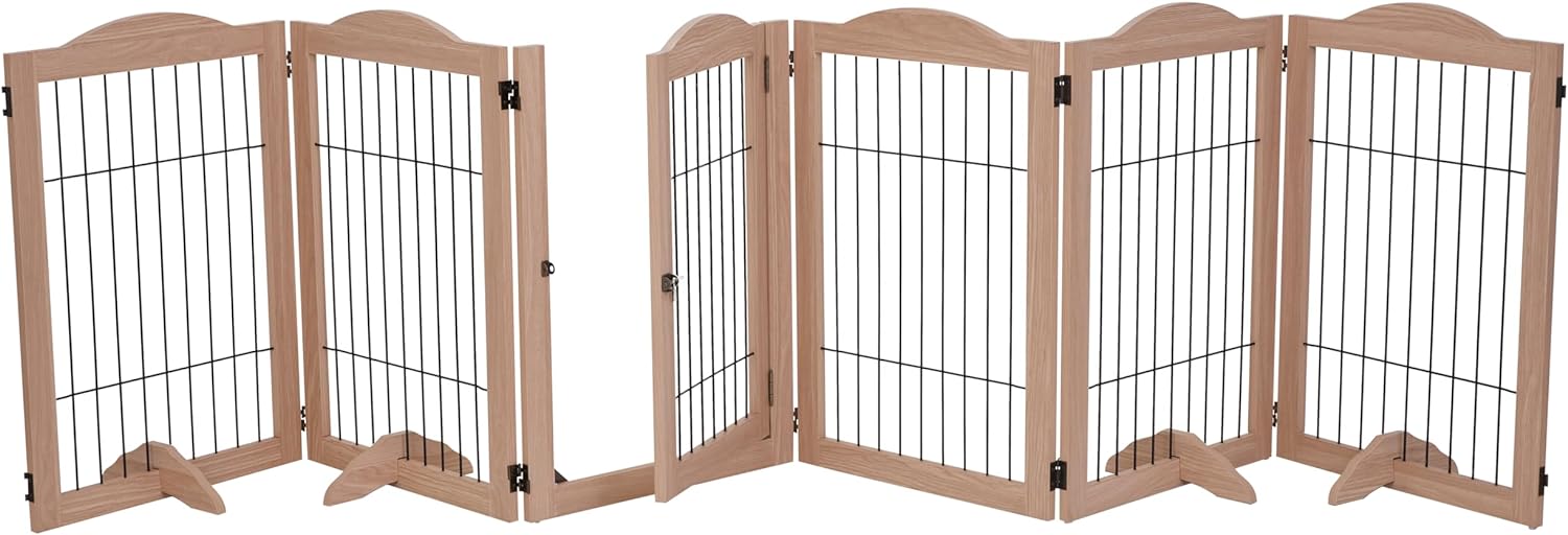 Freestanding Dog Gate, Panels Extension, 360° Foldable Dog Gate