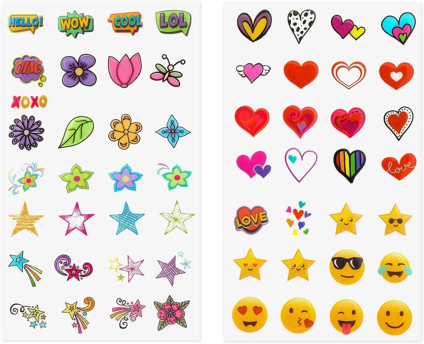 50+ Deluxe Sticker Set with Fun Shapes, Cute Emojis & Trendy Designs
