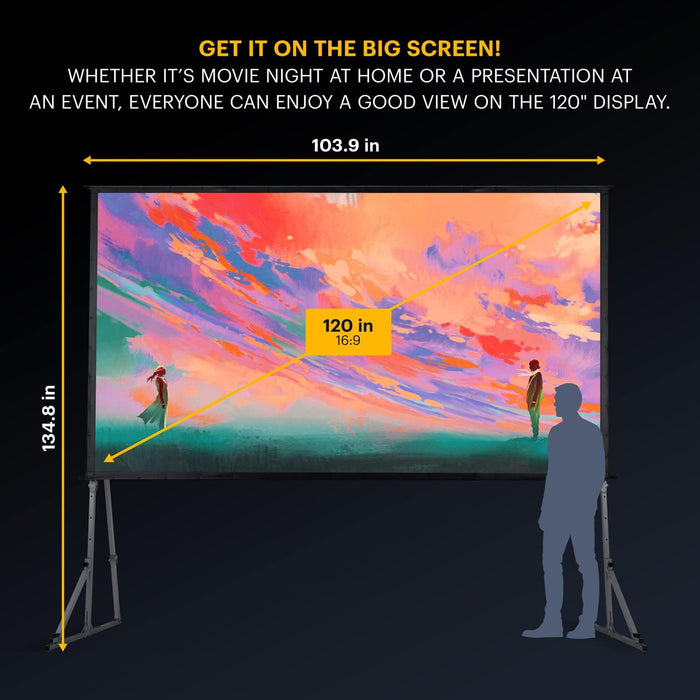 KODAK 120” Dual Projector Screen, Fast Fold Gray Front & Rear Projection Screen with Tripod & Carry Case