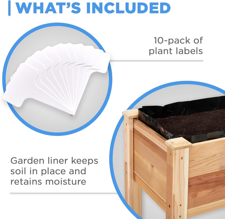 Raised Canadian Cedar Garden Bed 34x18x30” Herb Planter for Growing Fresh Flower & More