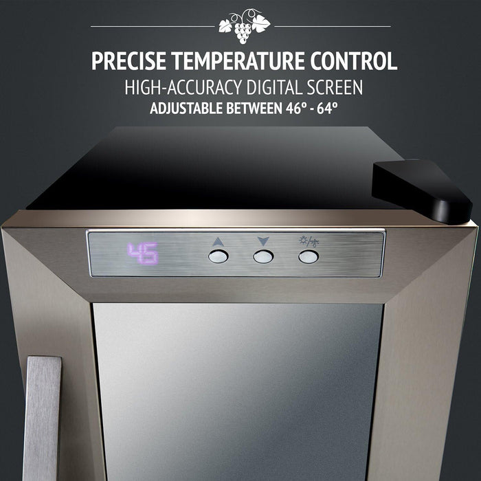 Thermoelectric Wine Cooler, w/Digital Temperature, Quiet Operation Freestanding Wine Fridge
