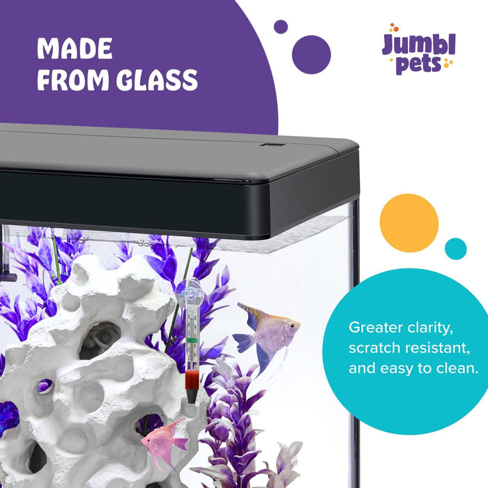 Premium Fish Aquarium Kit, Complete Glass Fish Tank Kit w/LED Lighting & More