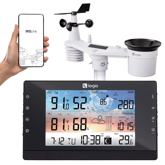 5-in-1 WiFi Weather Station with Solar, Indoor/Outdoor Weather Station