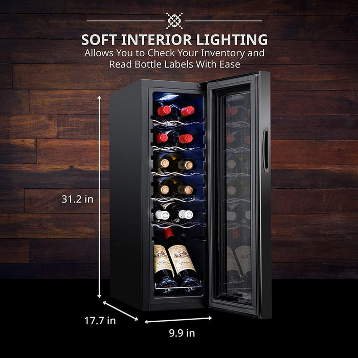 Ivation 12 Bottle Compressor Wine Refrigerator, Freestanding Wine Cooler with Lock, Black