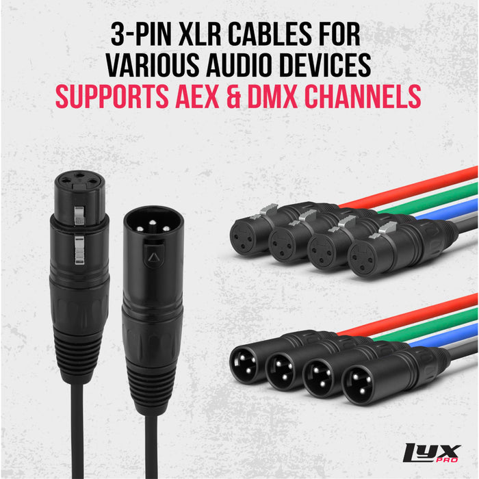 LyxPro XLR to RJ45 Ethercon Audio Snake 4 Channel & 3 Pin, Male & Female Pair with Cables