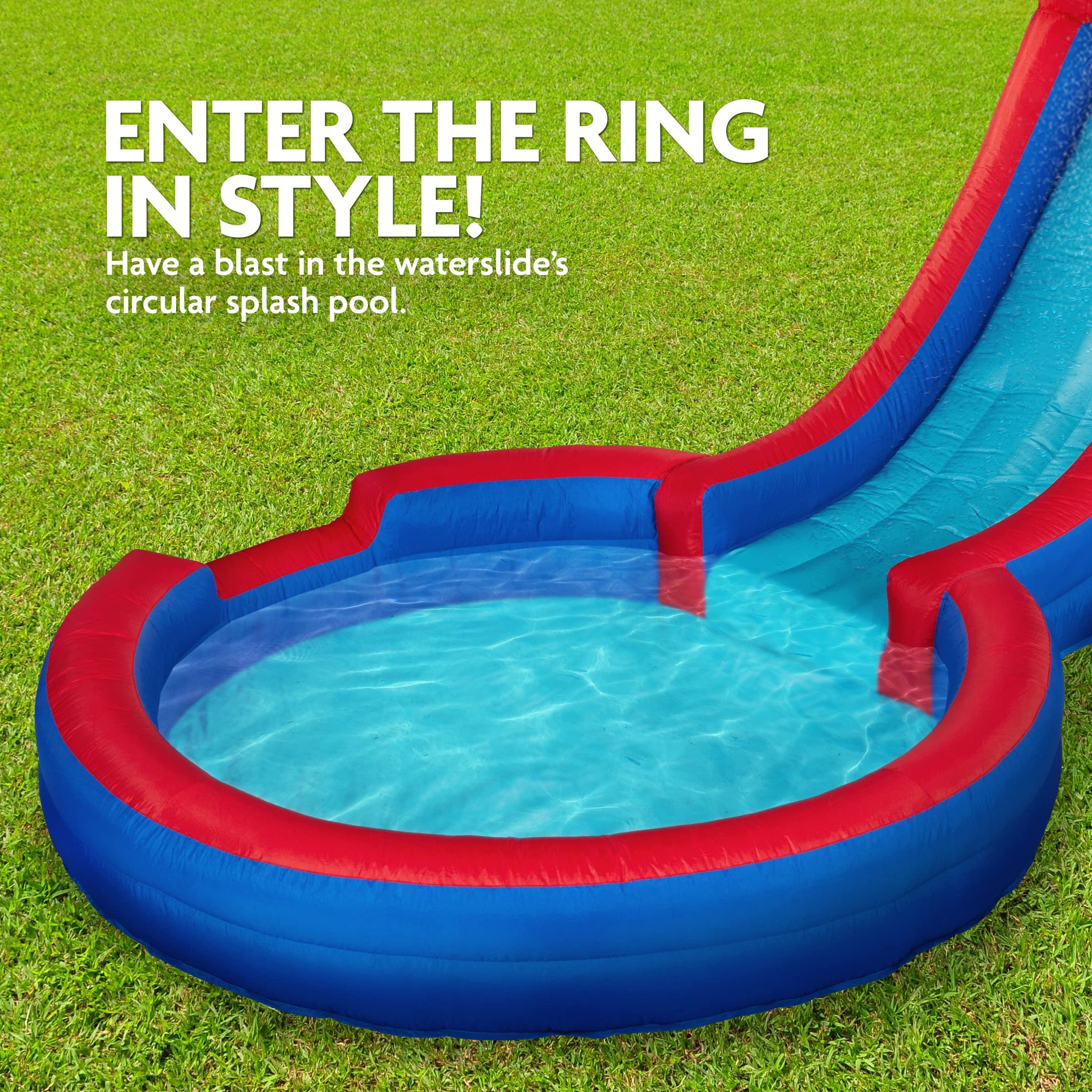 Sunny & Fun Single Ring Inflatable Water Slide Park with Climbing Wall ...