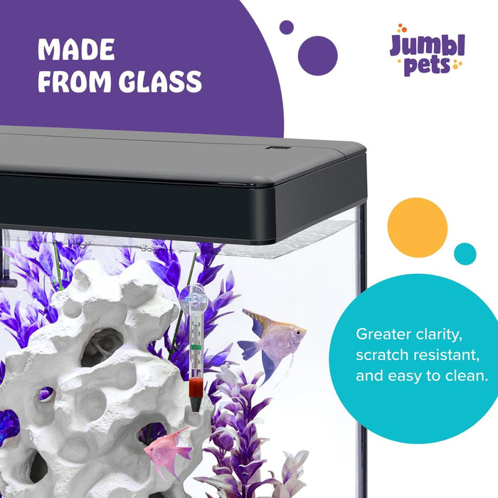 JumblPets Premium Fish Aquarium Kit, Complete Glass Fish Tank Kit w/LED Lighting & More (12 Gallon)