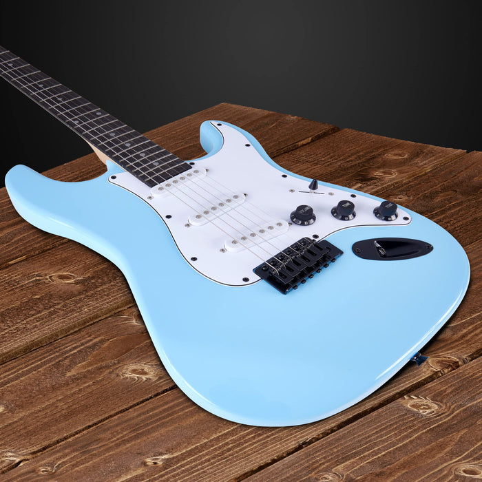 Electric Guitar Kit, 39” Electric Guitar with Amp & Accessories, Retro Blue