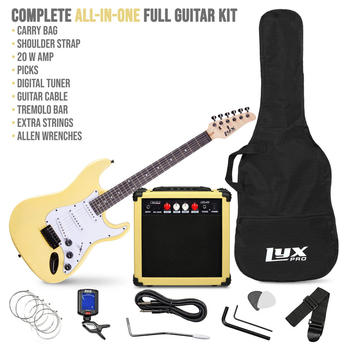 Electric Guitar Kit, 39” Electric Guitar with Amp & Accessories, Retro Yellow