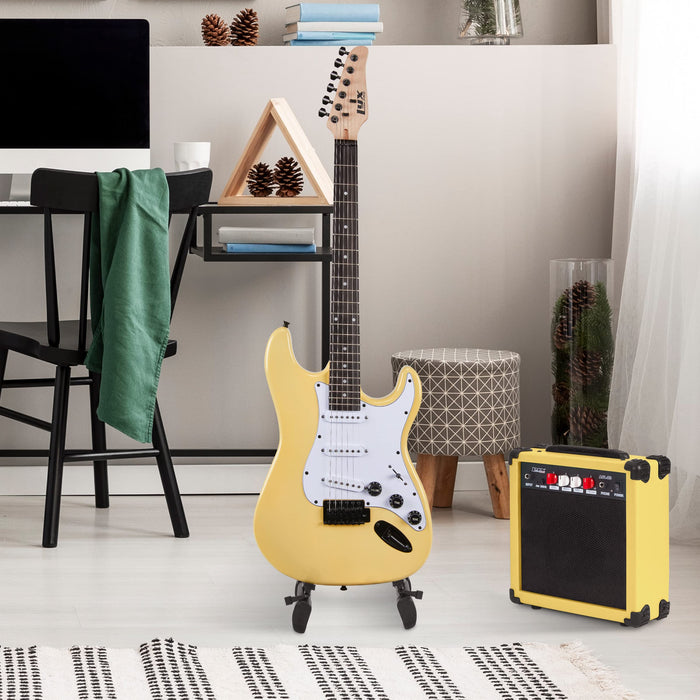 Electric Guitar Kit, 39” Electric Guitar with Amp & Accessories, Retro Yellow