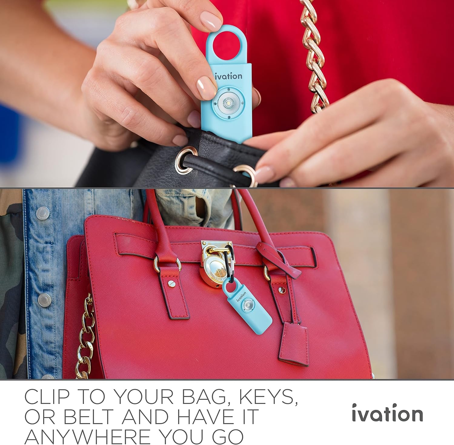 Ivation Personal SOS Keychain Alarm, Rechargeable Personal Alarm with ...