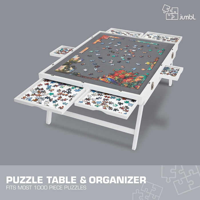 1000-Piece Puzzle Board - 23 x 31" Tilting Puzzle Table with Felt Surface & 6 Drawers