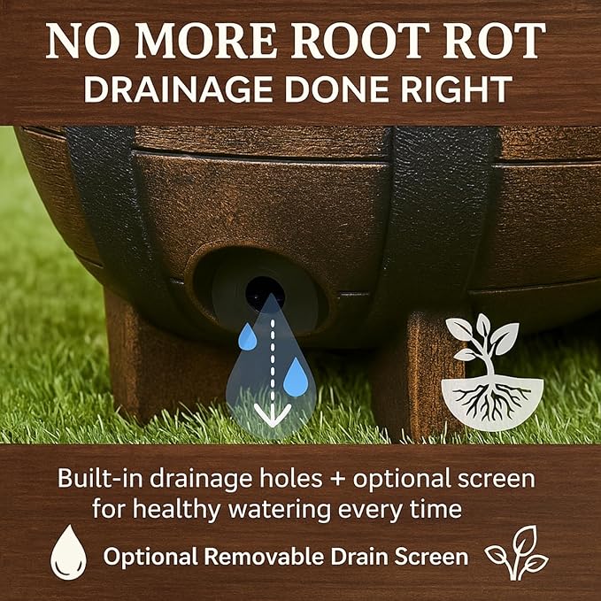 Decorative Outdoor Half Barrel Planters - Set of 2