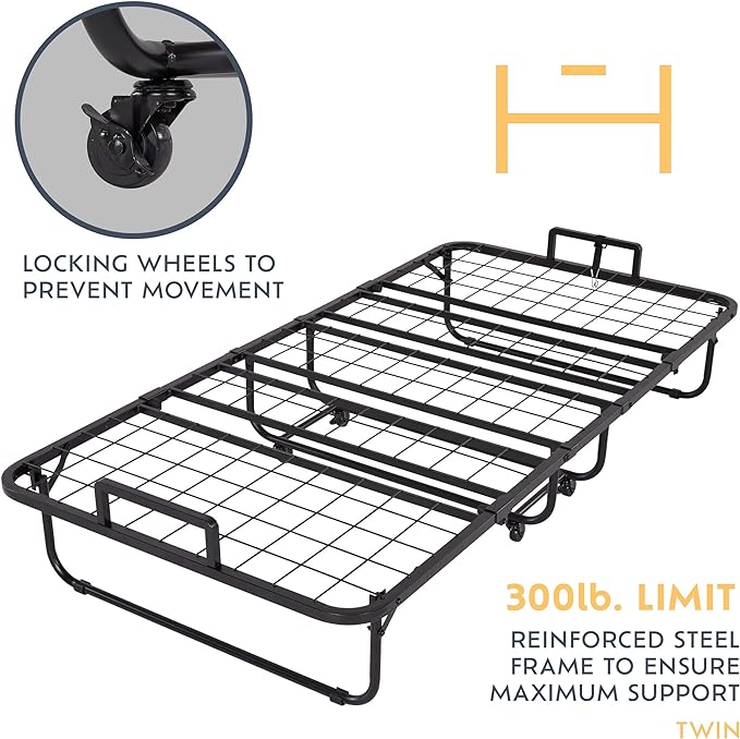 Heyward Folding Bed, Machine Washable Cover, Memory Foam Twin Size Folding Bed with Mattress