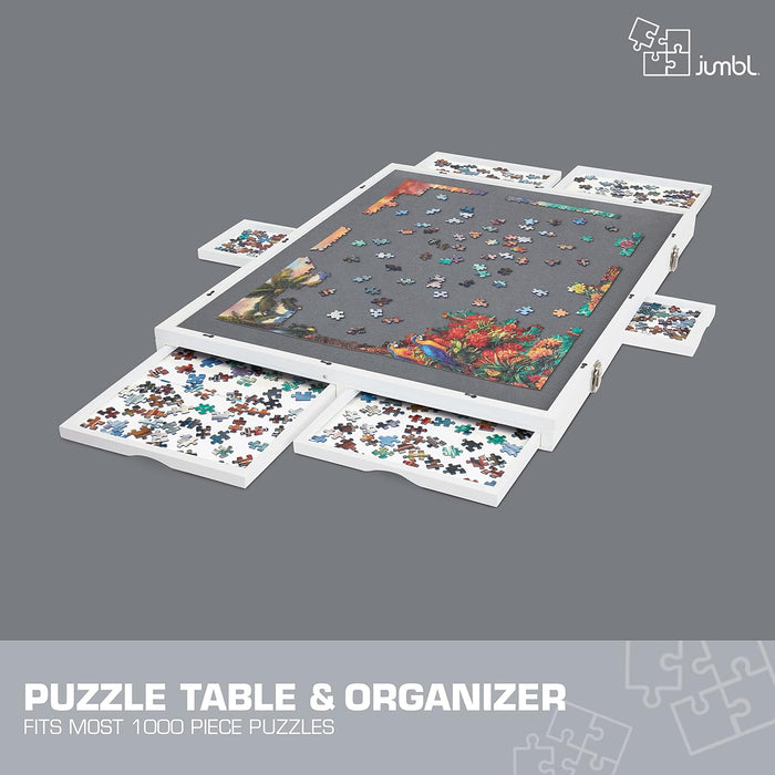 1000-Piece Puzzle Board - 23 x 31" Tilting Puzzle Board with Felt Surface & 6 Drawers