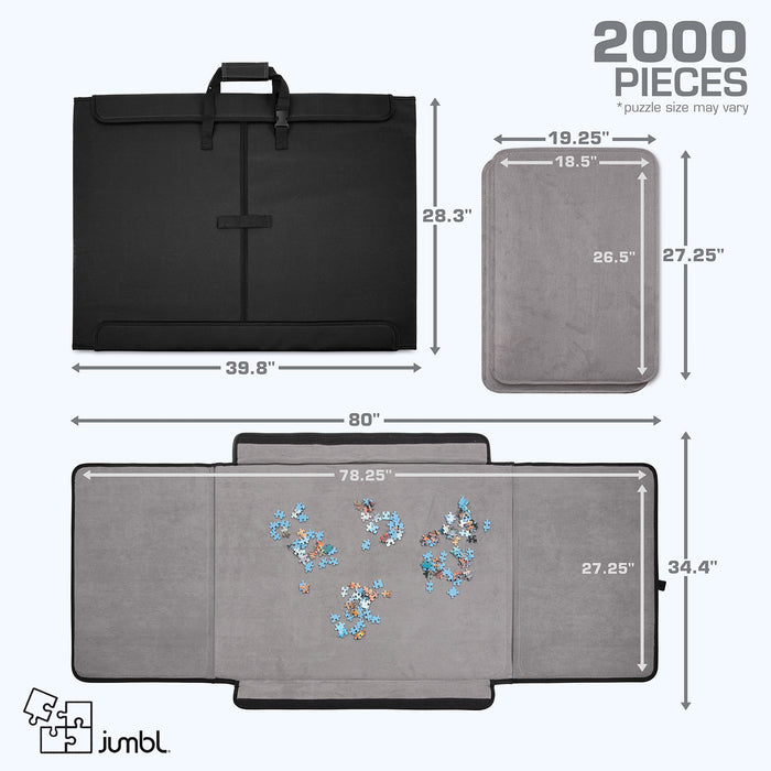 2000-Piece Puzzle Caddy, Portable Puzzle Board & Travel Case with 2 Trays & Handle