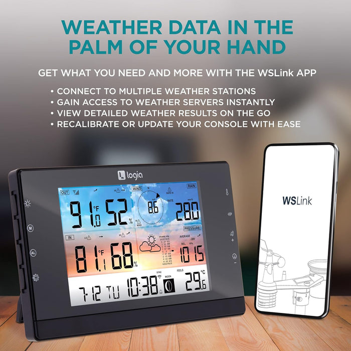 5-in-1 WiFi Weather Station with Solar, Indoor/Outdoor Weather Station