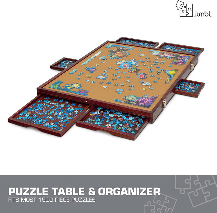 1500-Piece Puzzle Board - 27 x 35" Tilting Puzzle Board with Felt Surface & 6 Drawers