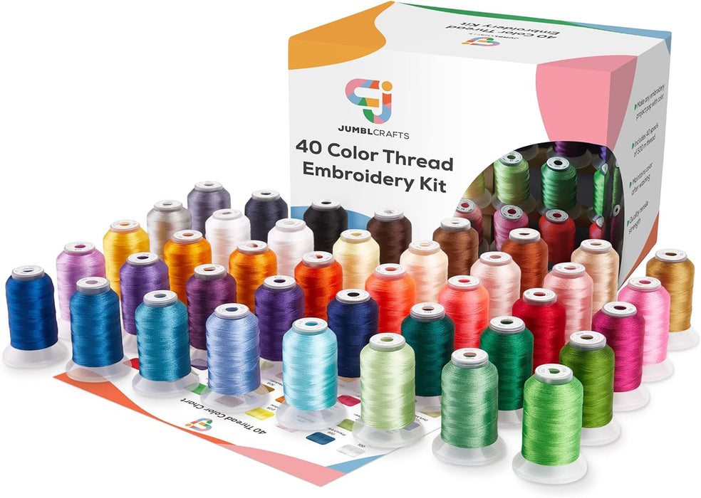 Embroidery Thread Kit, 40 Large 500M Spools of Embroidery Floss for Needlework Projects