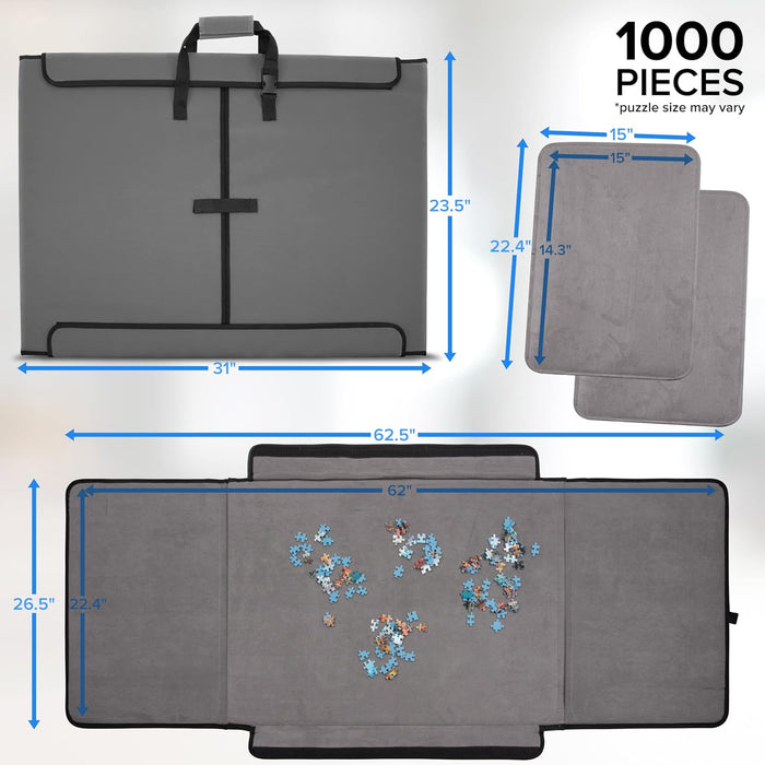 1000-Piece Puzzle Caddy, Portable Puzzle Board & Travel Case with 2 Trays & Handle