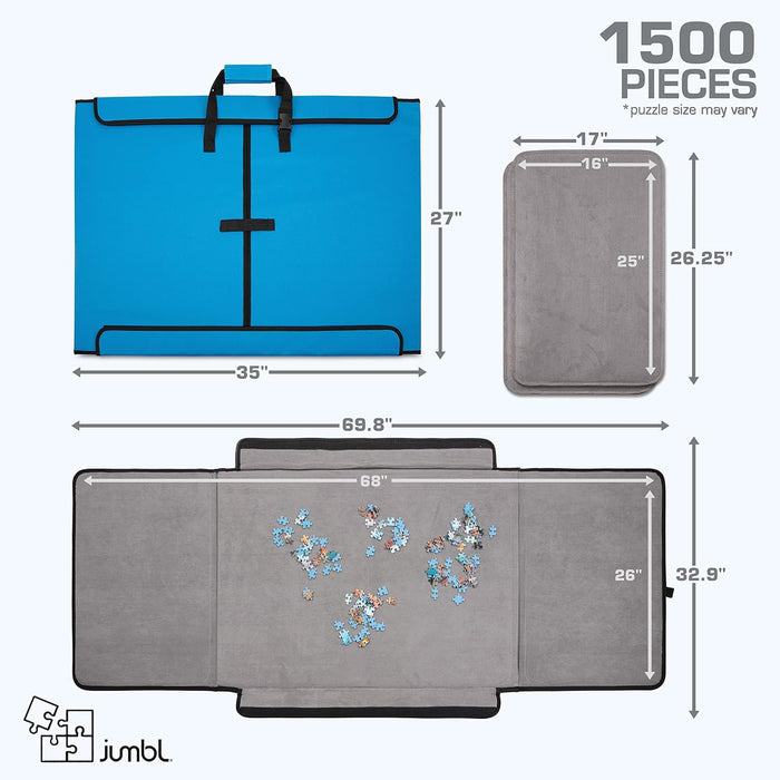 1500-Piece Puzzle Caddy, Portable Puzzle Board & Travel Case with 2 Trays & Handle