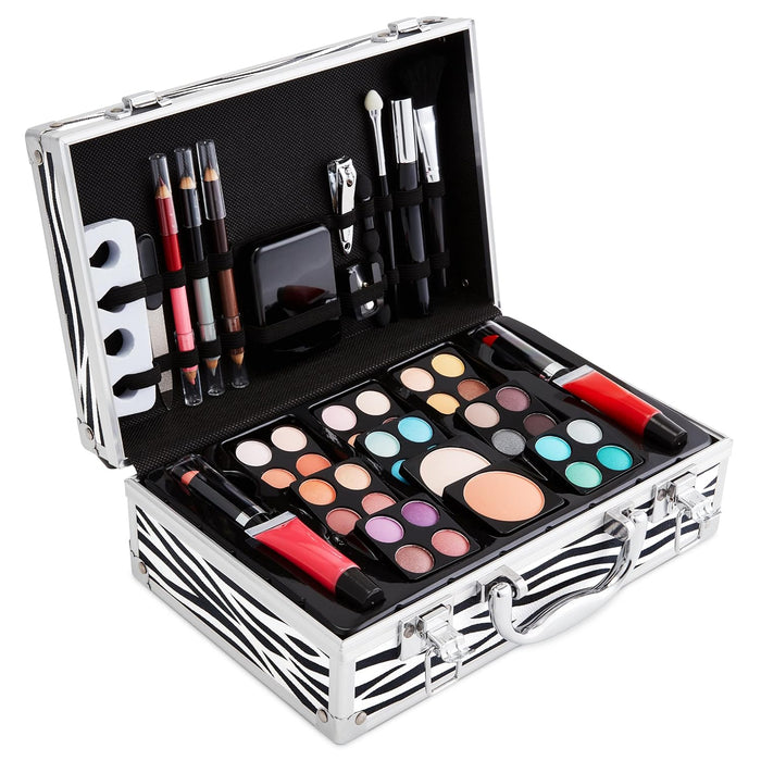 Makeup Kit Set, 79-Piece Makeup Set with Case and Carrying Handle (White Zebra)