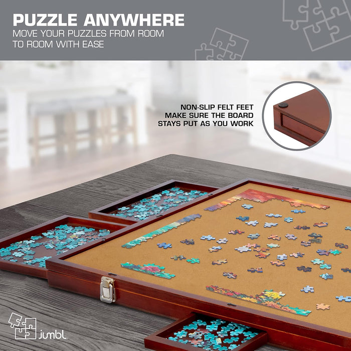 1500-Piece Puzzle Board - 27 x 35" Tilting Puzzle Board with Felt Surface & 6 Drawers