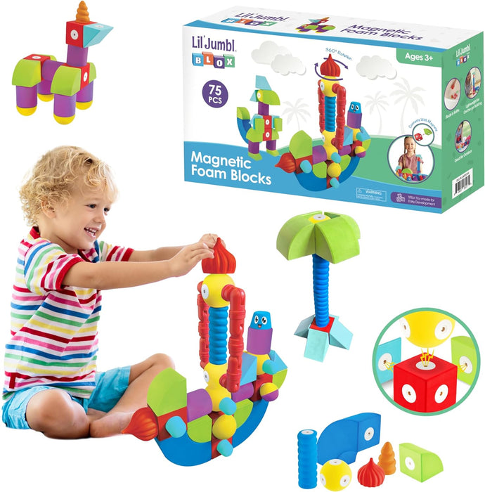 Magnetic Building Blocks Play Set, Durable & Waterproof Toddler Toys 3-6