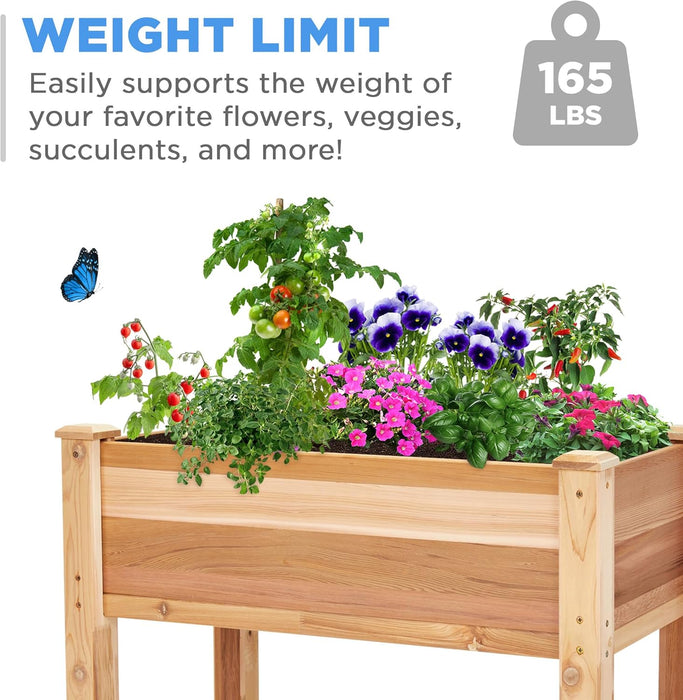 Raised Canadian Cedar Garden Bed 34x18x30” Herb Planter for Growing Fresh Flower & More