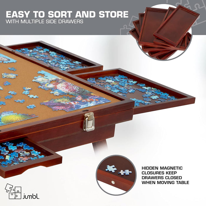 1500-Piece Puzzle Board - 27 x 35" Tilting Puzzle Table with Felt Surface & 6 Drawers