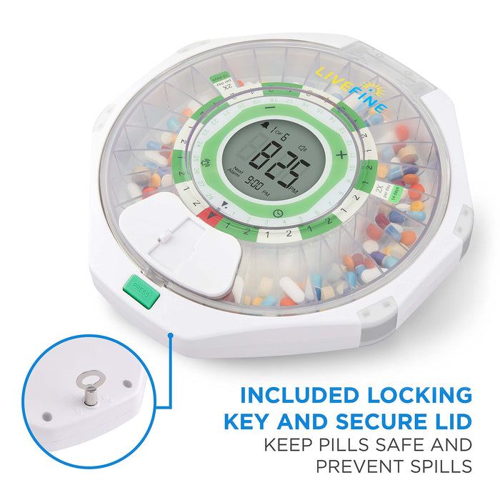 28-Day Automatic Pill Dispenser with Upgraded LCD Display and Key Lock