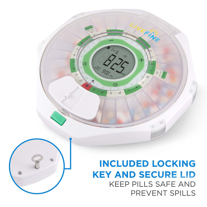 28-Day Automatic Pill Dispenser with Upgraded LCD Display and Key Lock