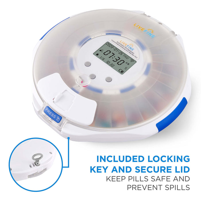 Smart WiFi Automatic Pill Dispenser, 28-Day Pill Organizer with Lock Key & App
