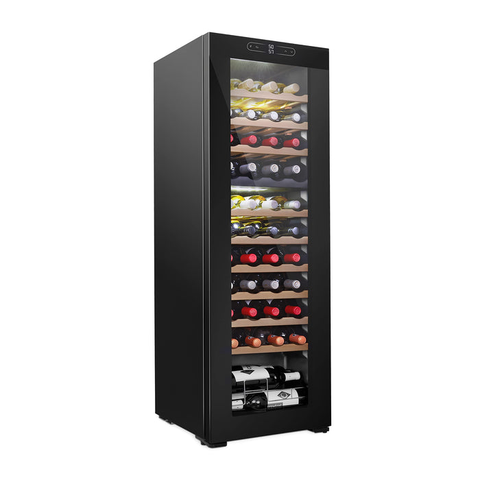 44 Bottle Large Wine Refrigerator, Freestanding Dual Zone Wine Fridge - Black