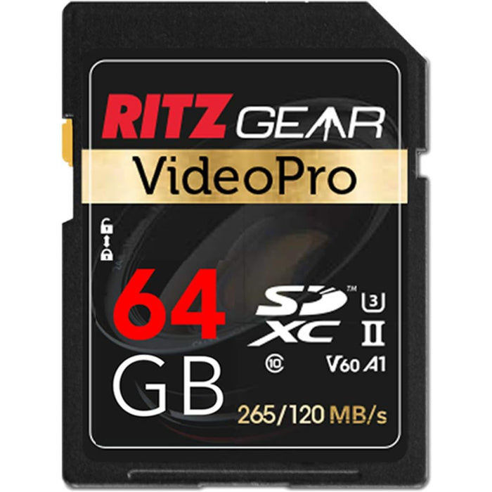 High-Speed SDXC UHS-II SD Card, C10, U3, V60, HD & 8K, for DSLR Video Cameras