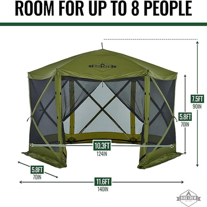 12’x12’ Pop Up Gazebo, 6-Sided Instant Outdoor Tent Canopy with Stakes & More