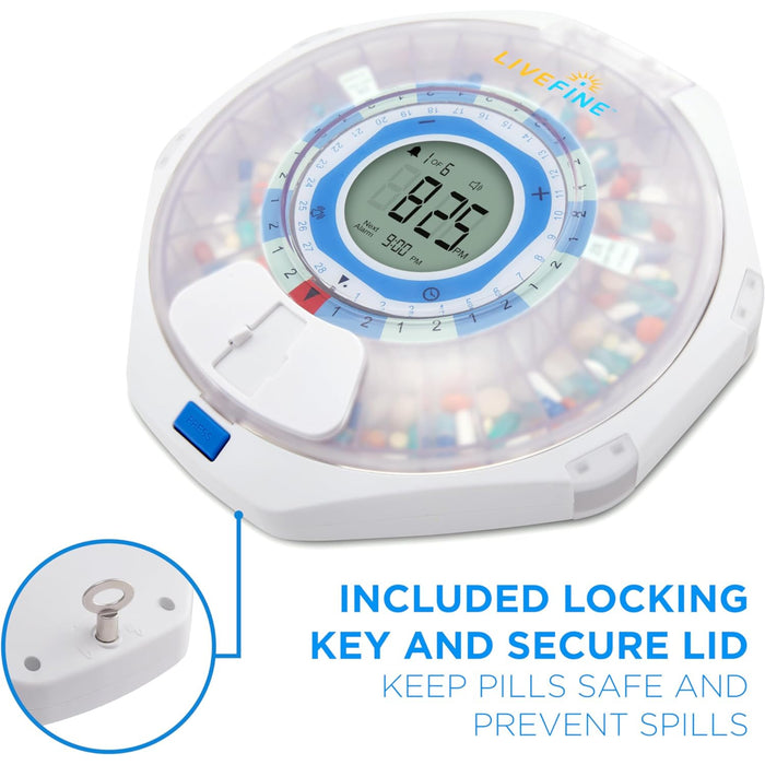 WiFi Automatic Pill Dispenser & 28-Day Remote Medication System with Lock & Key