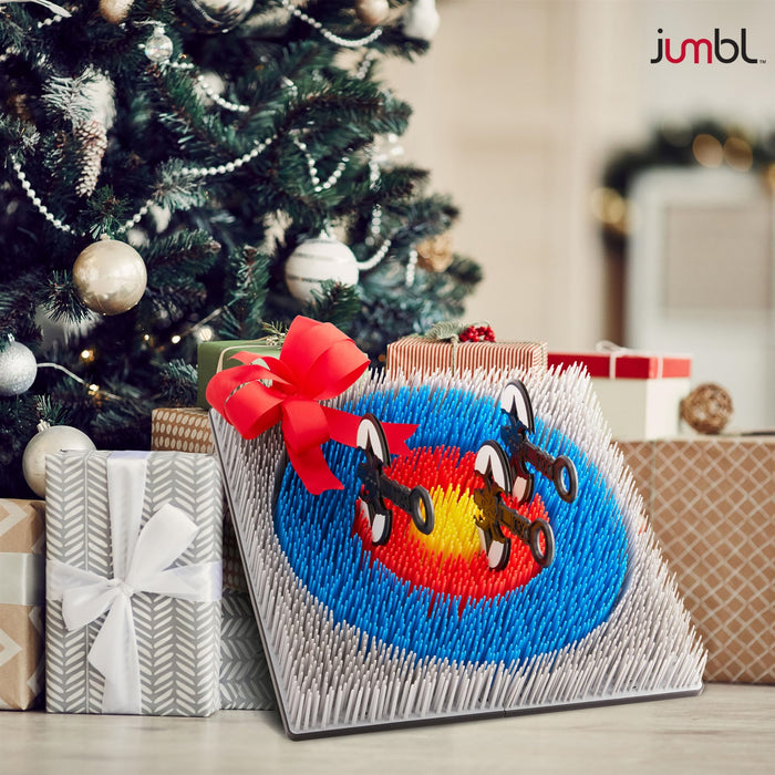 Jumbl Wall-Mounted Axe Throwing Game, Indoor Foam Axe Set with Bristle Target & Mount Kit